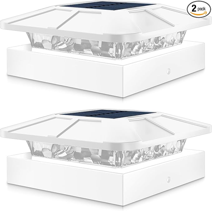 Peasur 4x4IN Solar Post Cap Lights Outdoor with 3