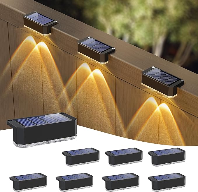 Peasur Solar Fence Lights Outdoor 8 Pack, Deck